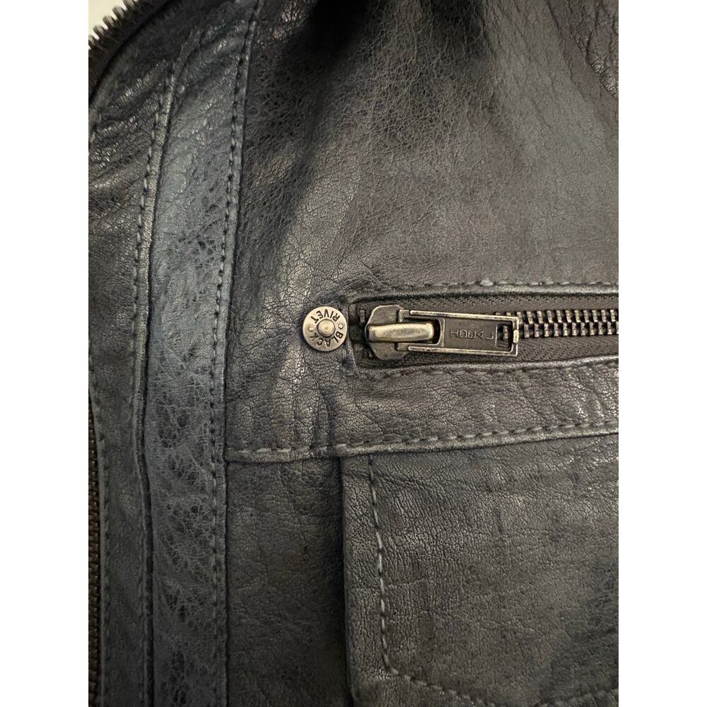 Black Rivet Leather Jacket Size Large - Picture 3 of 13